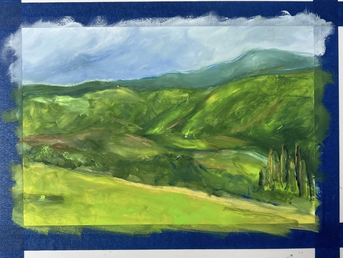 Trembita. Call of the Carpathians during the painting process on Marina Stognieva’s easel